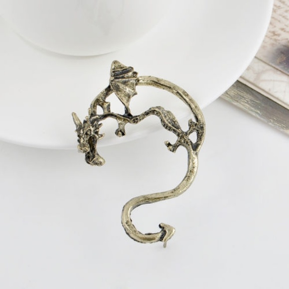 Jewelry - Antique Gold Bronze Dragon Ear Cuff Wrap Earring